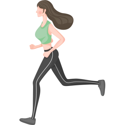 卡通插画跑步的长发女孩矢量图