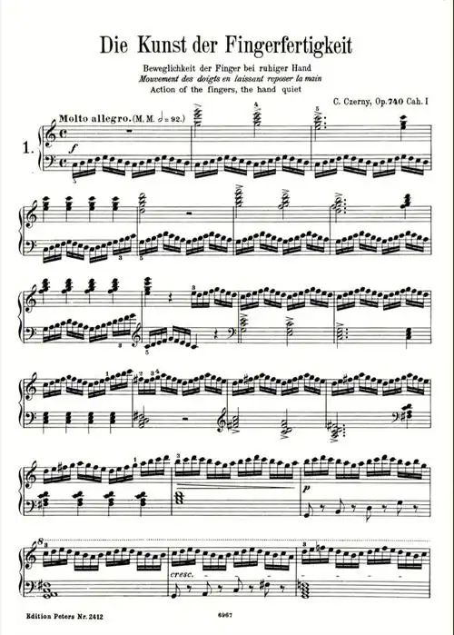 钢琴谱车尔尼练习曲740no1