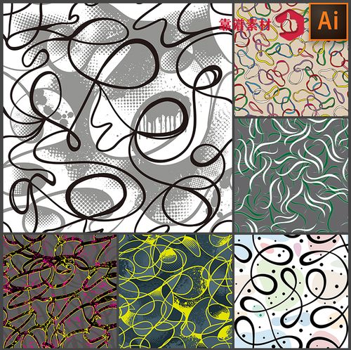 矢量抽象几何曲线线条前卫纹理底纹墙纸服饰地毯印花图案设计素材