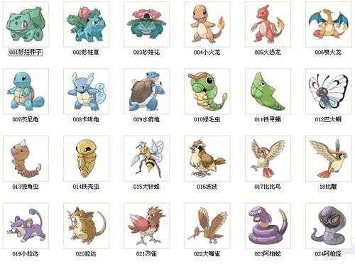 完整的宠物小精灵目录