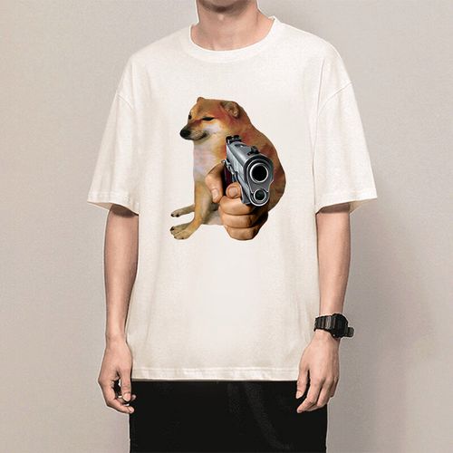 沙雕废柴犬cheem短袖t恤周边斗笠废柴狗cheems猎杀时刻衣服抖纯棉白色