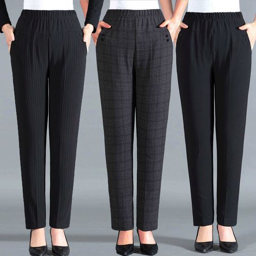 新款中老年女装裤子休闲裤直筒裤高腰弹力妈妈裤子大码中老年女裤