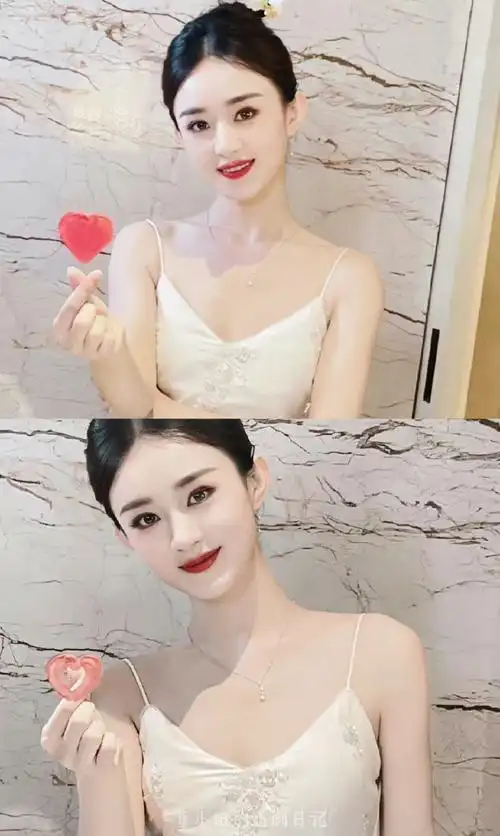 赵丽颖对镜比心六连拍