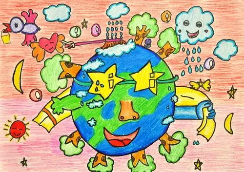 洁净的地球/少儿绘画作品/儿童画/网络美术馆_中国少儿美术教育网
