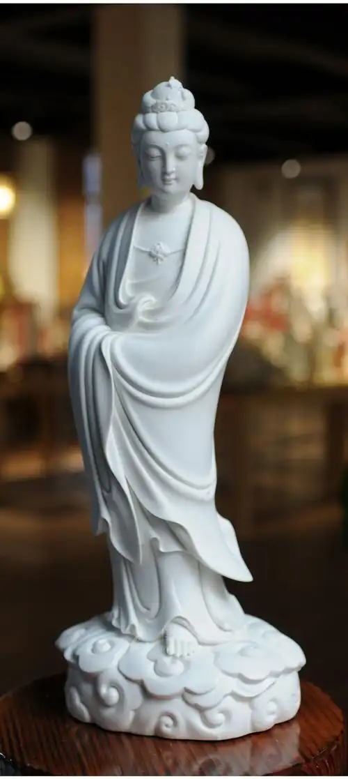 祥云观音立祥云大号德化白瓷供奉观世音菩萨佛堂茶会所工艺佛像摆件