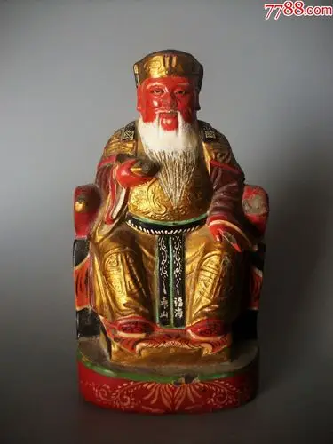 民国泥金财神座像泥塑