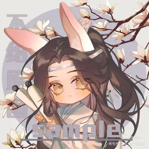 听学忘羡兔_魔道祖师忘羡蓝忘机魏无羡q版头像同人绘画作品