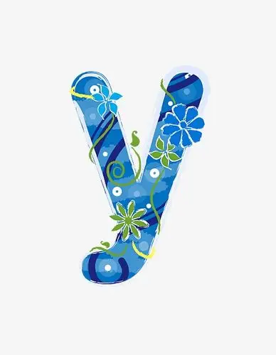 蓝色花纹字母ypng素材-90设计