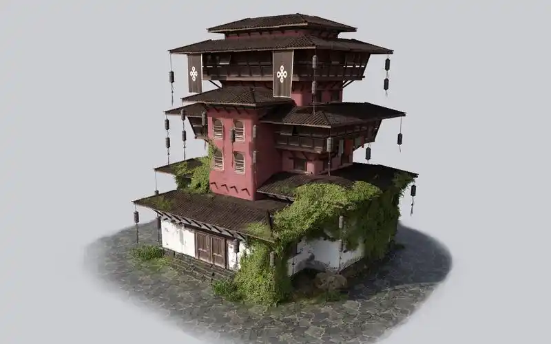 3dmax场景建模:次世代写实风格建筑酒楼房屋模型制作全过程讲解零基础