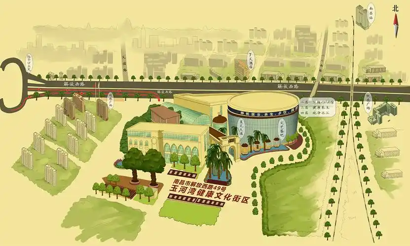 商业文化街手绘地图