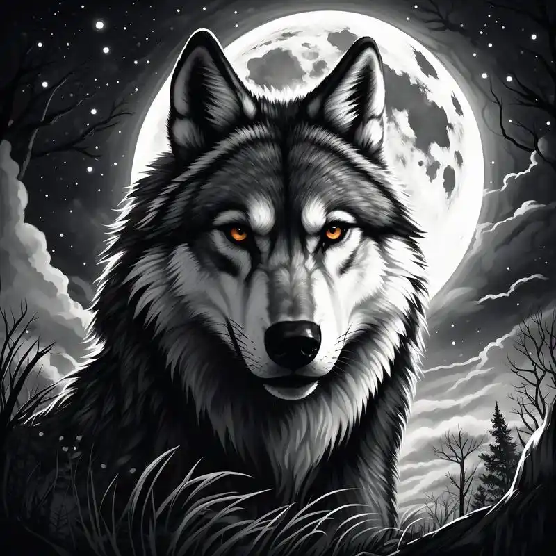 92孤狼头像|黑白素描风 探索孤狼的内心世界,用黑白素描勾勒出那份