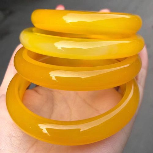 玛瑙颜色微差黄扁证书黄镯手镯鸡油附赠玉髓鸡油条天然