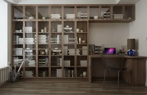 现代简约三居装修书柜图片