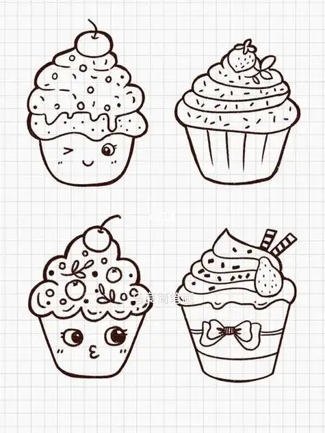 草莓蛋糕简笔画儿