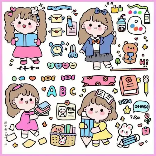 贴纸小头像简笔画手帐素材