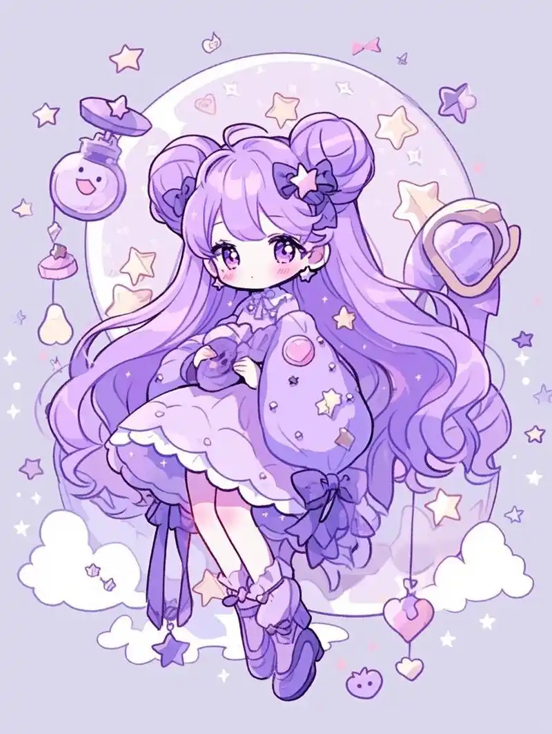 q版紫色萝莉主题 #ai绘画有点东西# #夏日滤镜# #画画的日常# #夏日