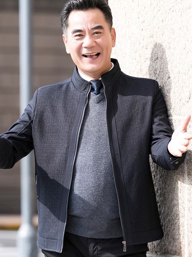 中老年人爸爸春装外套休闲4050岁男士春季薄款夹克夹克