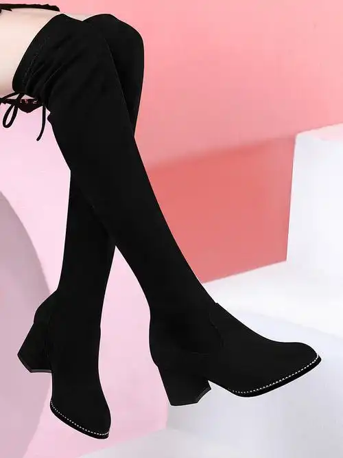 台湾红蜻蜓企业有限公司rd长筒靴女过膝女靴2020年秋冬新款弹力显