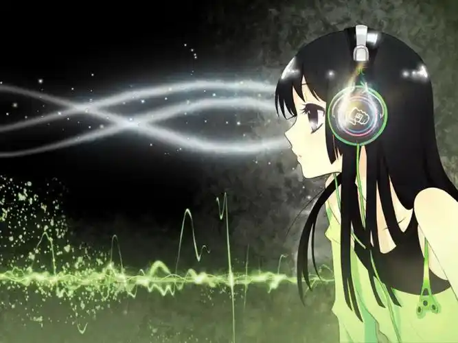 听音乐的可爱女生桌面背景