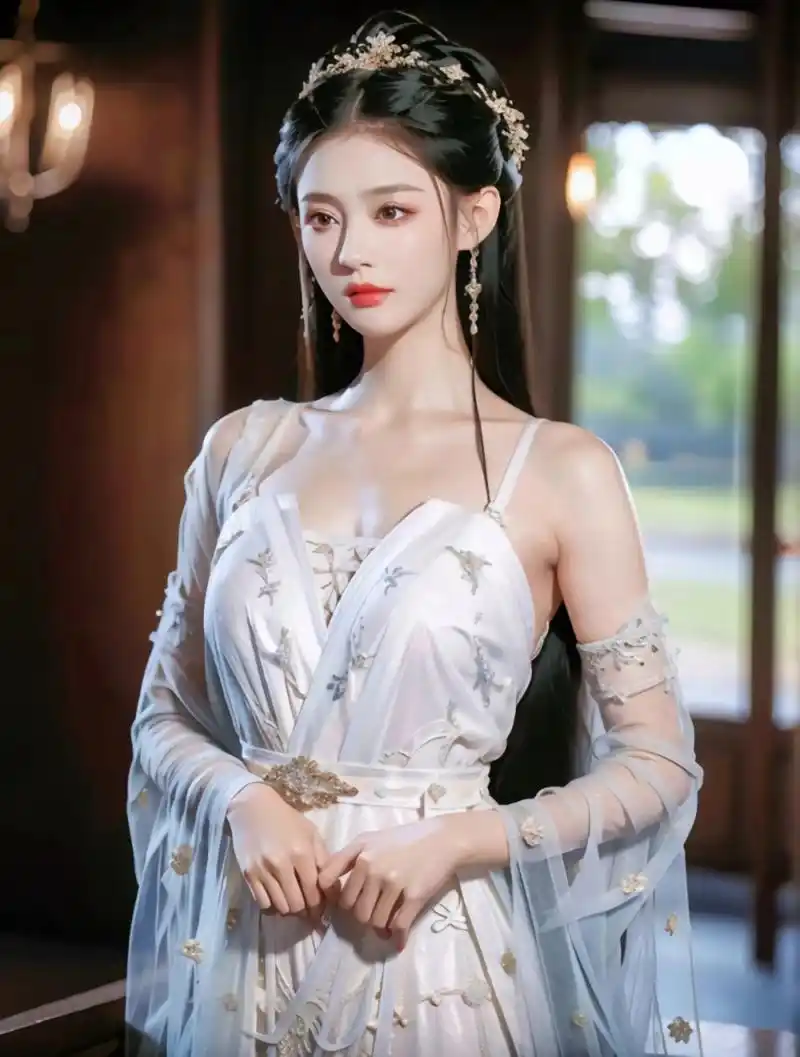 ai绘画# #美女# 古装白衣美女