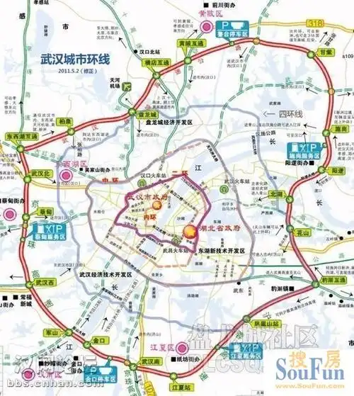 >> 以武汉为中心,将相继组成以下八条环线: 环线1 武汉