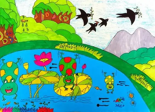 少儿书画作品-《春天的色彩》/儿童书画作品《春天的色彩》欣赏_中国