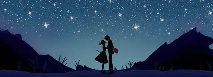 星空情侣蓝色夜空唯美梦幻banner1920700pxpsd模版下载