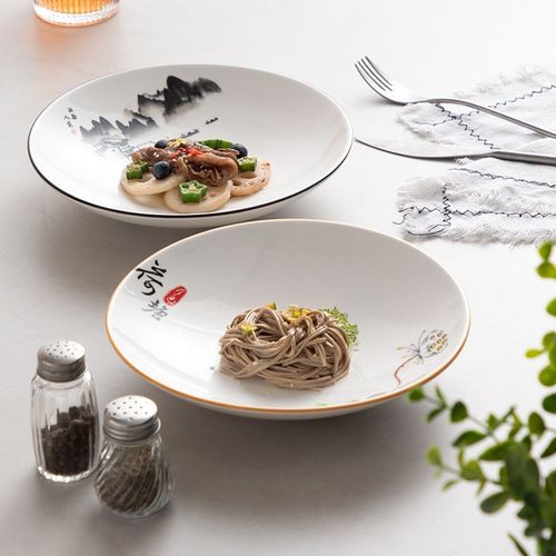 菜盘子高颜值汤盘凉菜盘创意陶瓷热菜盘摆盘中式酒店餐厅批发餐具