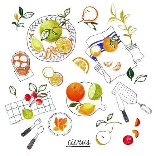 手绘素材# 100种美食的简单画法,吃货手帐er必备,建议使用色铅笔哦