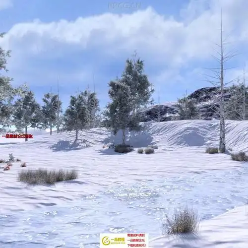 冬季寒冷室外场景雪景3d模型合集