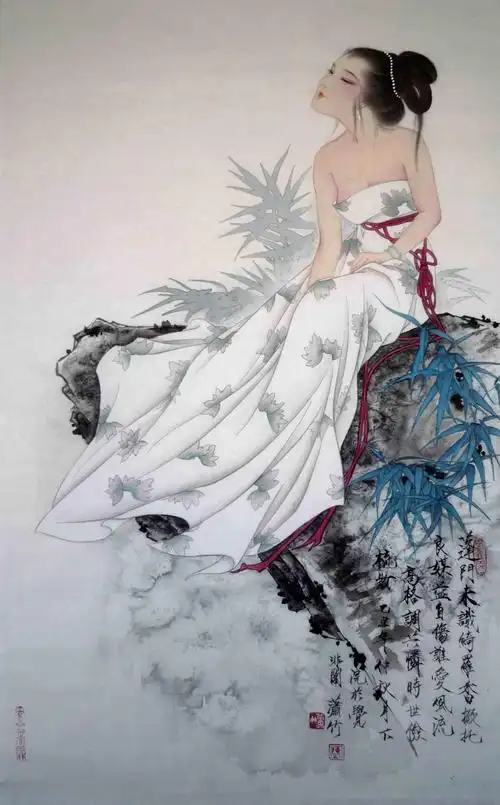 陈彦娥工笔画仕女欣赏:陈彦娥,笔名潇竹,1965年出生于辽宁省鞍山市.