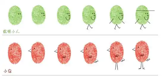 ▼开始快乐的创作吧▼是这样子按出来的不同造型的指印手指画简单却不