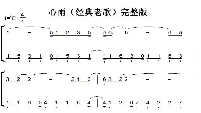 心雨(经典老歌)完整版 钢琴谱 钢琴简谱 双手简谱 下载