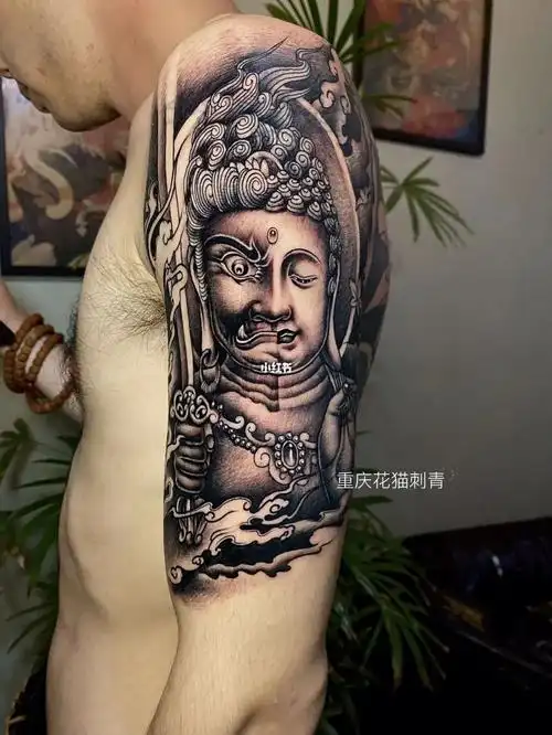 重庆纹身店推荐佛纹身大臂纹身不动明王纹身