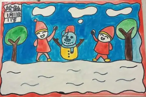 卢龙画室儿童画五班作品《打雪仗》