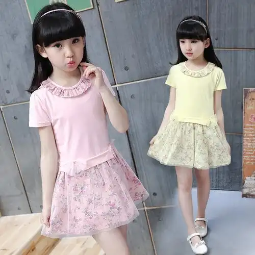8童装10岁女童夏装连衣裙2016新款全棉修身女大童女孩公主裙子潮