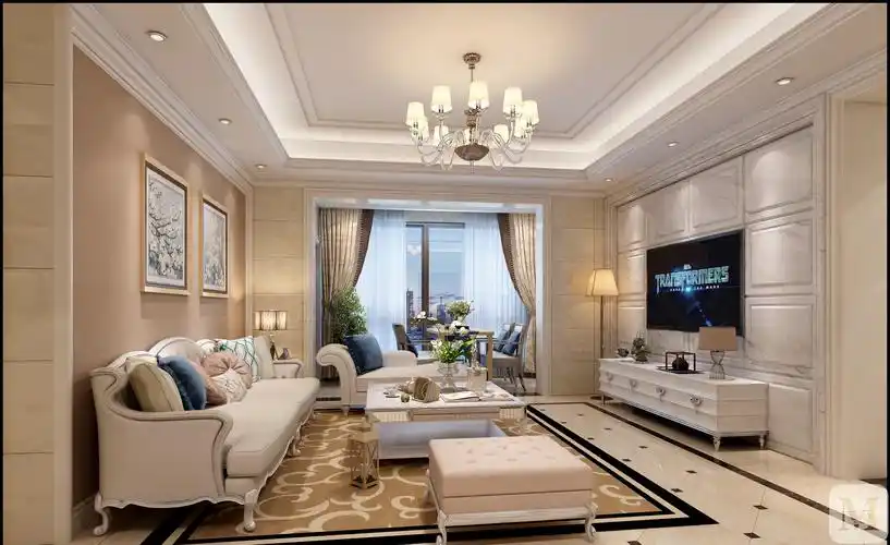 简欧客厅背景墙装修效果图