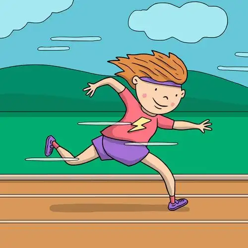 男孩跑步绿色风景背景