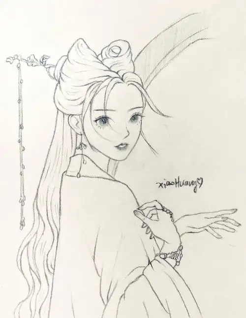 古风人物线稿长月烬明小狐狸