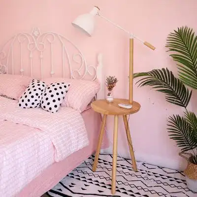 北欧马卡龙落地灯卧室ins风客厅少女心温馨带桌床头灯站立式台灯