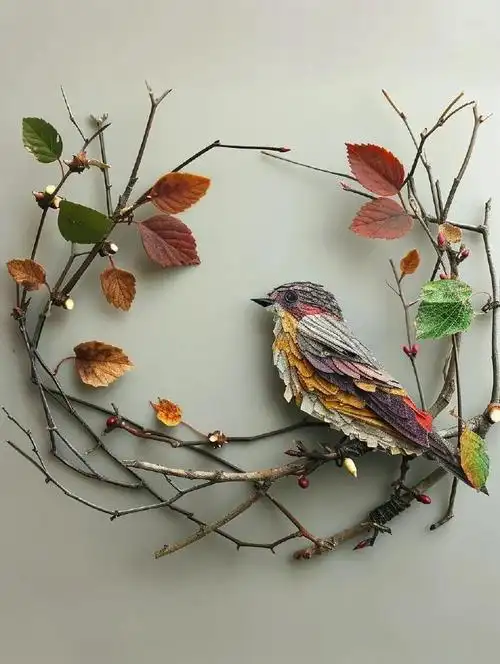 90自然拼图——树枝动物造型#手工