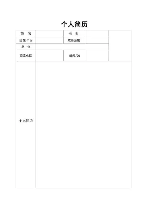 个人简历模板空白页