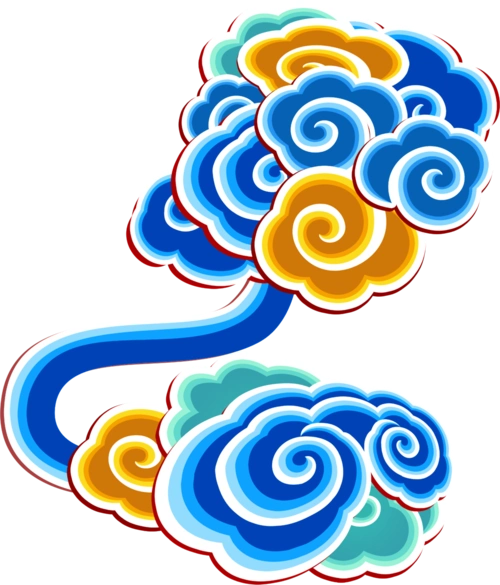 中国风年画手绘五彩祥云图片