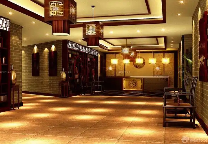 中式风格饭店大堂设计装修效果图