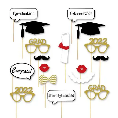 2022年毕业典礼派对拍照道具纸胡子纸相框拍照道具毕业拍照相框