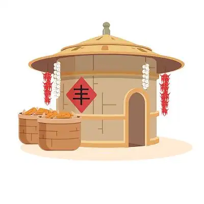 秋天粮仓 卡通 风景 png素材