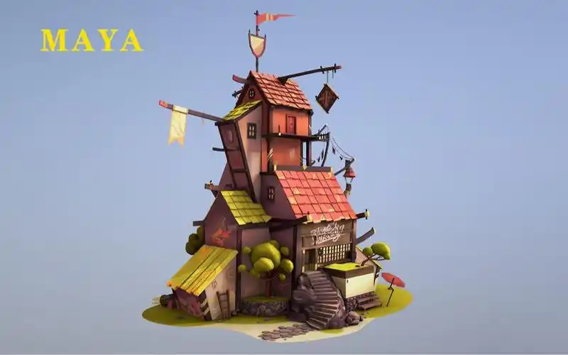 maya场景建模,从box开始制作一栋小房子,次世代场景布线教程