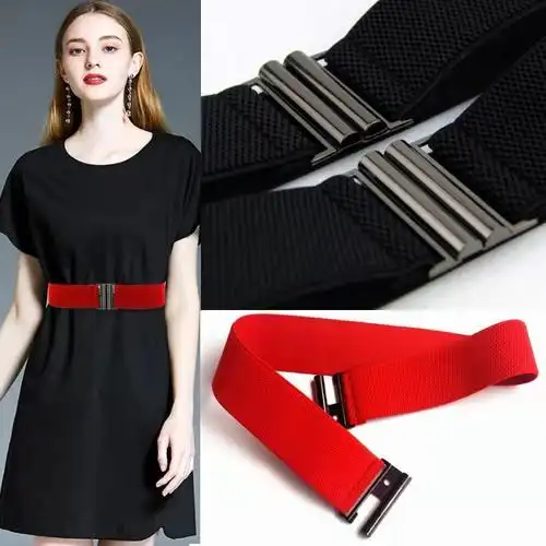 妙格森松紧腰带松紧弹力女士宽腰带装饰布料配连衣裙子收腰显瘦腰封