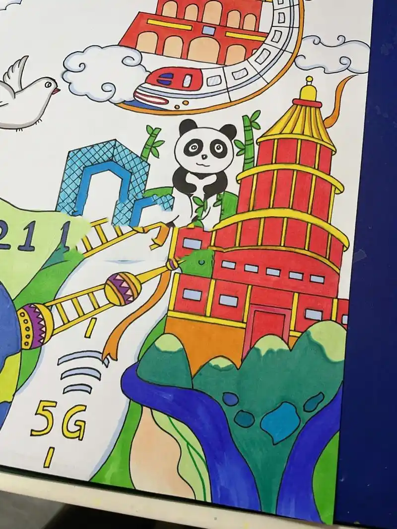 少花了一些部分】 材料:a4纸,马克笔,勾线笔,高光笔 祖国主题绘画,我