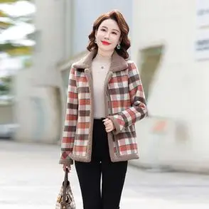 中年妈妈秋装颗粒绒外套短款40岁50中老年女装秋冬羊羔绒加厚外套